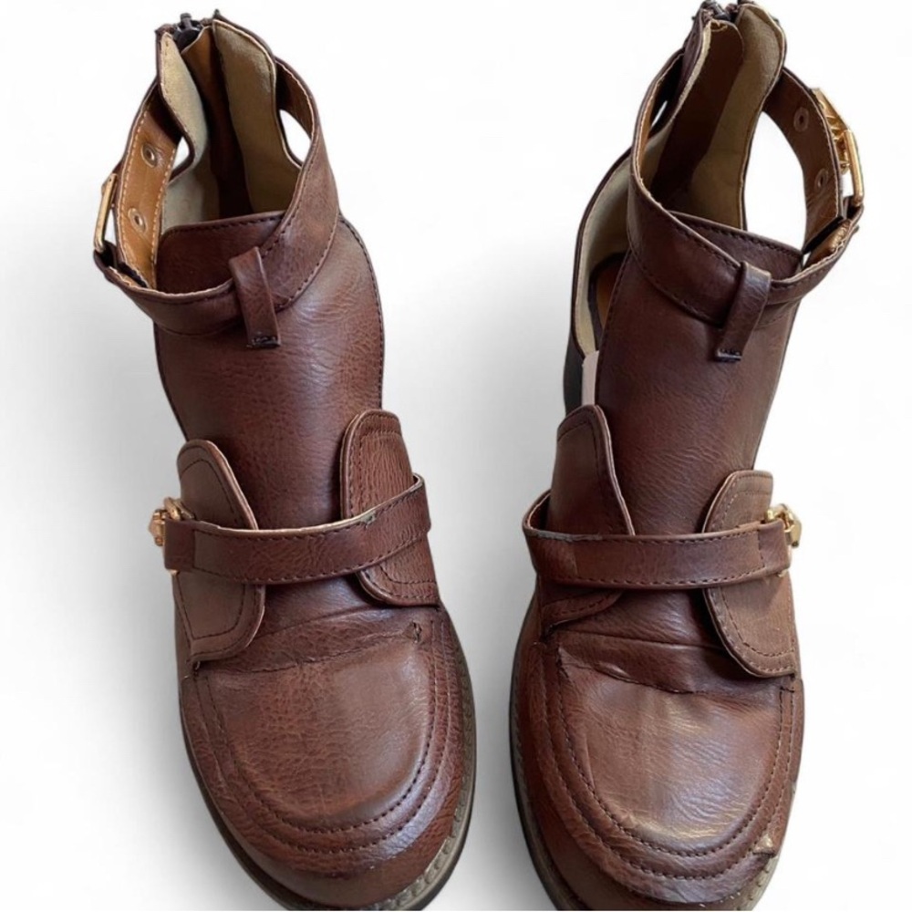 Nature Breeze brown faux leather ankle boots - Picture 2 of 8